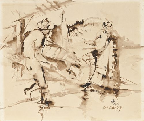 Epifanio Irizarry, “Pescadores”, s/f; acuarela sobre papel 15” x 17 7/8”
