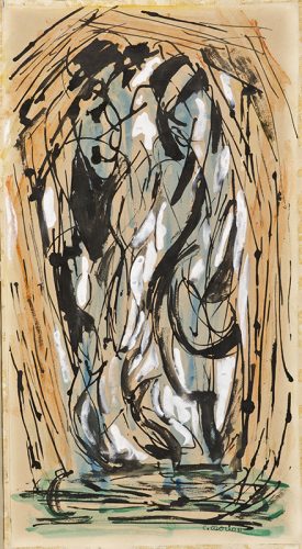 Carlos Osorio, “Sin Título”, 1957; acuarela sobre papel 22 ½” x 9 ½”