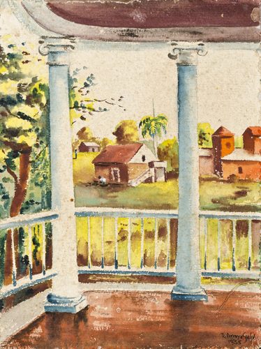 Rafael Arroyo Gely, “Paisaje de Aguadilla”, 1933; acuarela sobre papel 12” x 10”
