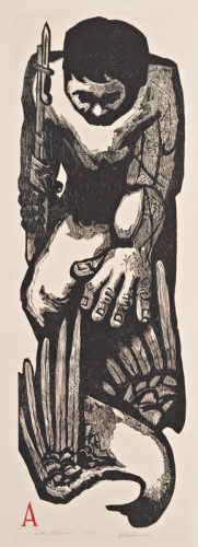 José Alicea, “La Paloma”, 1967; xilografía, 36 ½” x 12 1/8”
