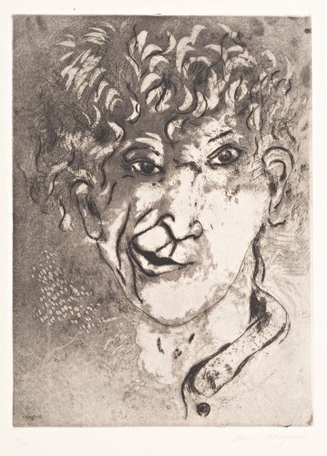 Marc Chagall,  “Self Portrait with grimace”, 79/100, 1924; aguafuete, 14  11/16” x 10 ¾”