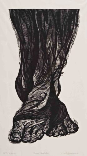 Martin García Rivera, “Piernas Ancestrales”, 2E 4/12, 1990; xilografía, 48” x 24”